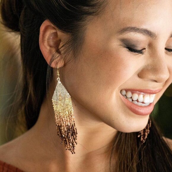 BOHO Seeds Beaded Earrings Fringe Tassel Bohemian Dangle  Beaded Dangle Earrings Women Fringe Statement Boho Hypoallergenic Jewelry